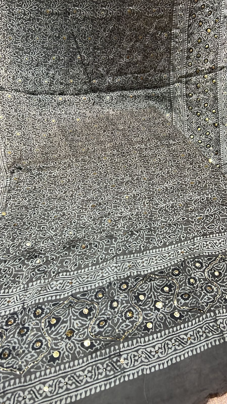 Organic Natural Dying Block Print Dopatay With Mukash Korean Shamooz Pay