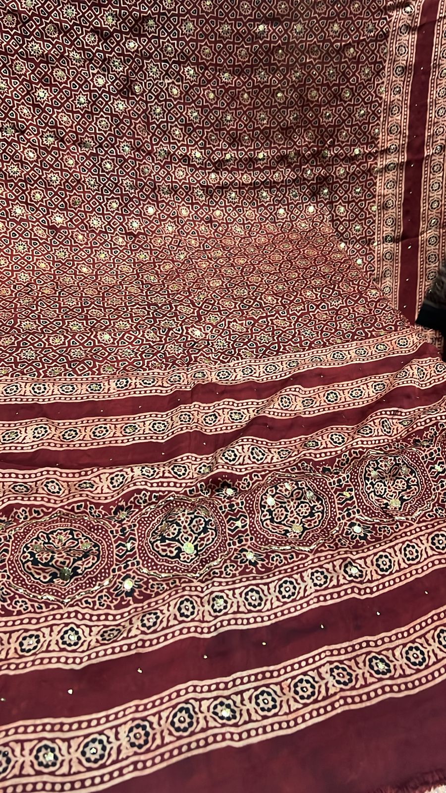 Organic Natural Dying Block Print Dopatay With Mukash Korean Shamooz Pay