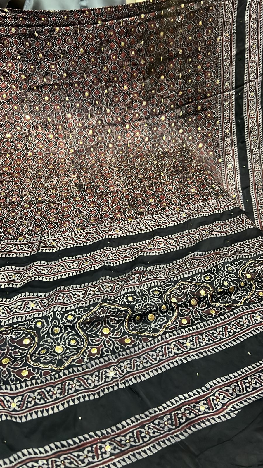 Organic Natural Dying Block Print Dopatay With Mukash Korean Shamooz Pay