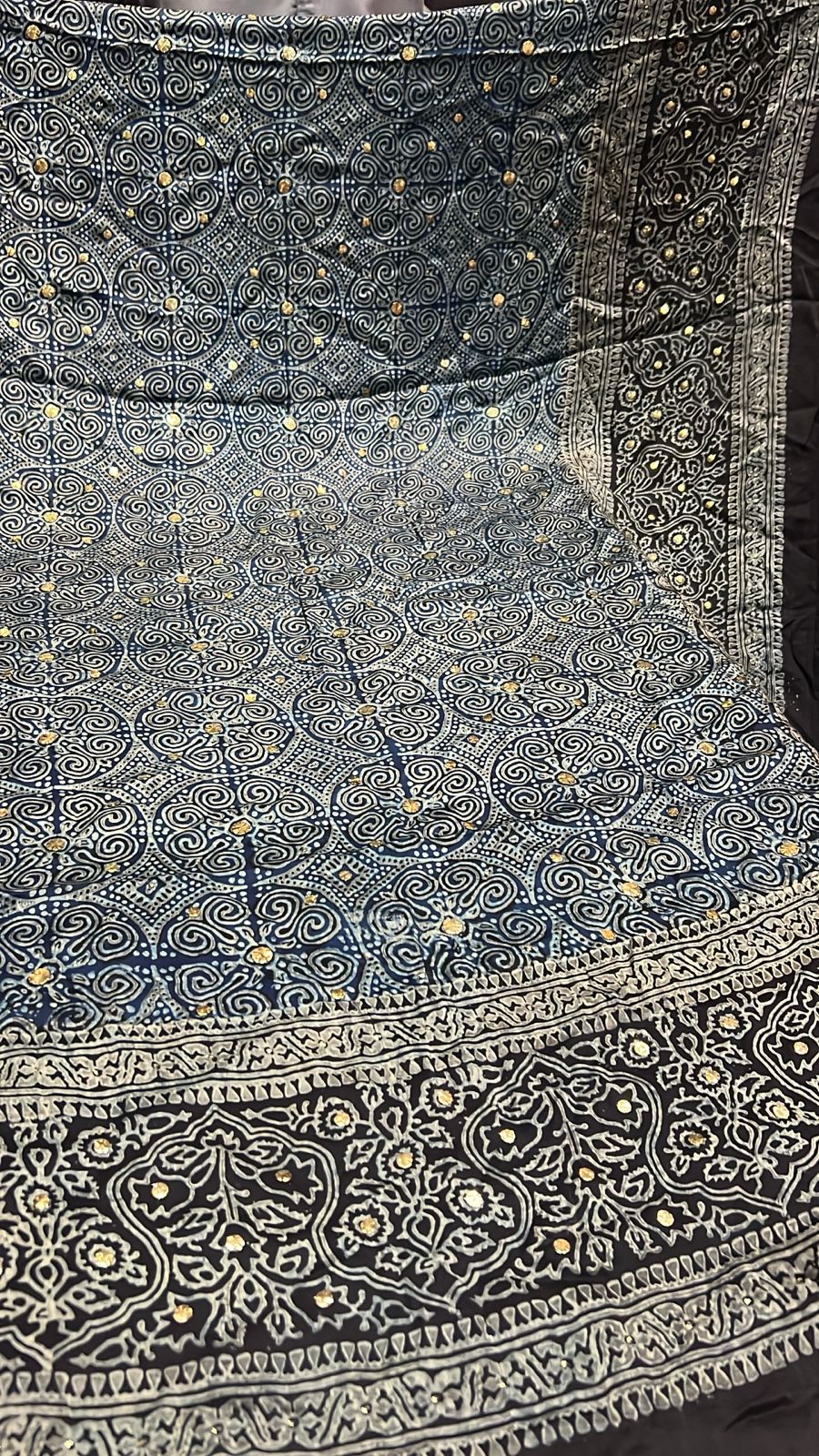 Organic Natural Dying Block Print Dopatay With Mukash Korean Shamooz Pay