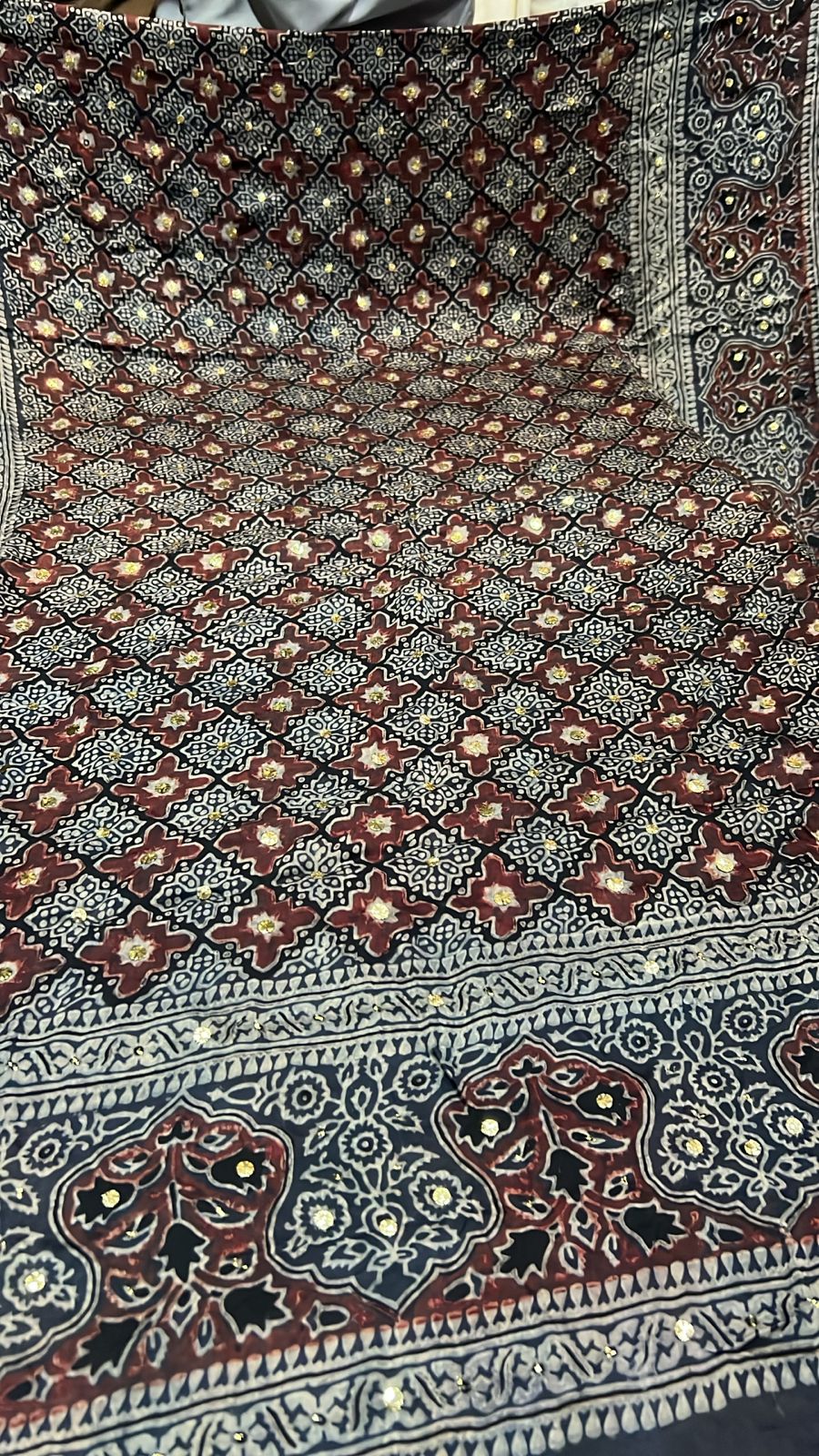 Organic Natural Dying Block Print Dopatay With Mukash Korean Shamooz Pay