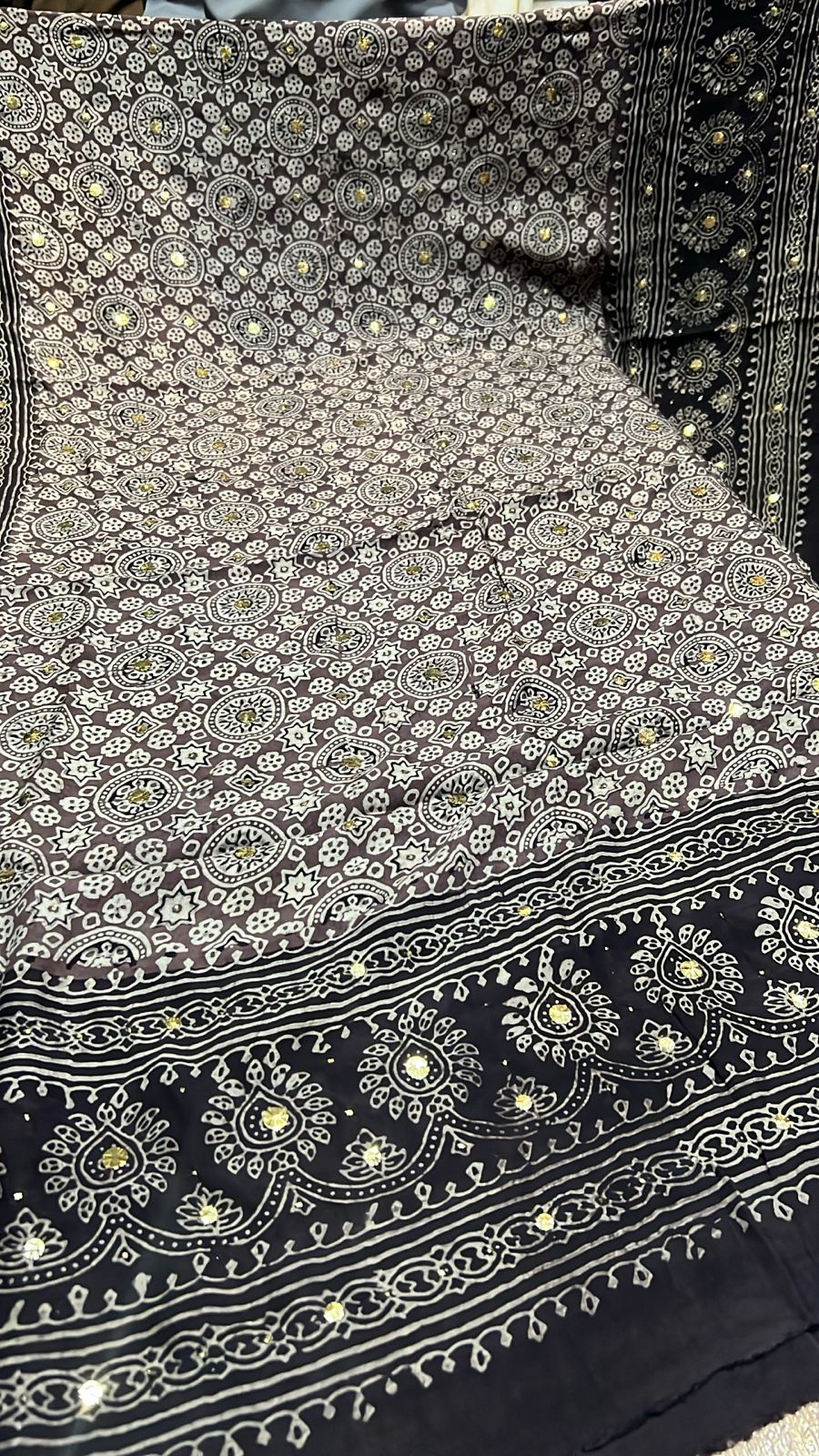 Organic Natural Dying Block Print Dopatay With Mukash Korean Shamooz Pay