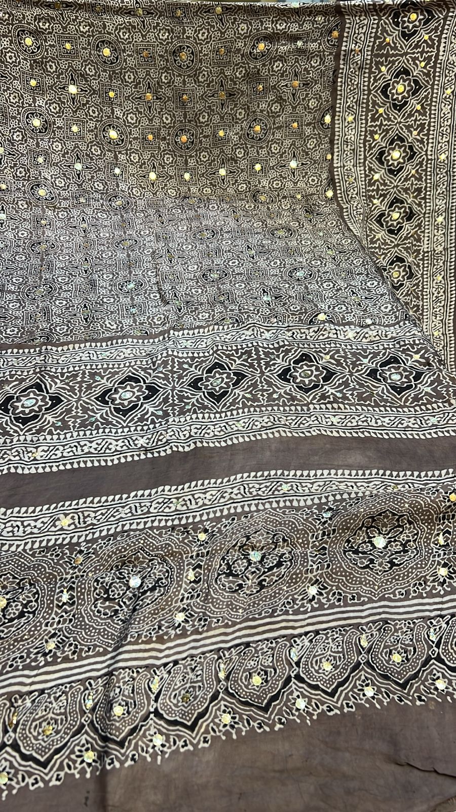 Organic Natural Dying Block Print Dopatay With Mukash Korean Shamooz Pay