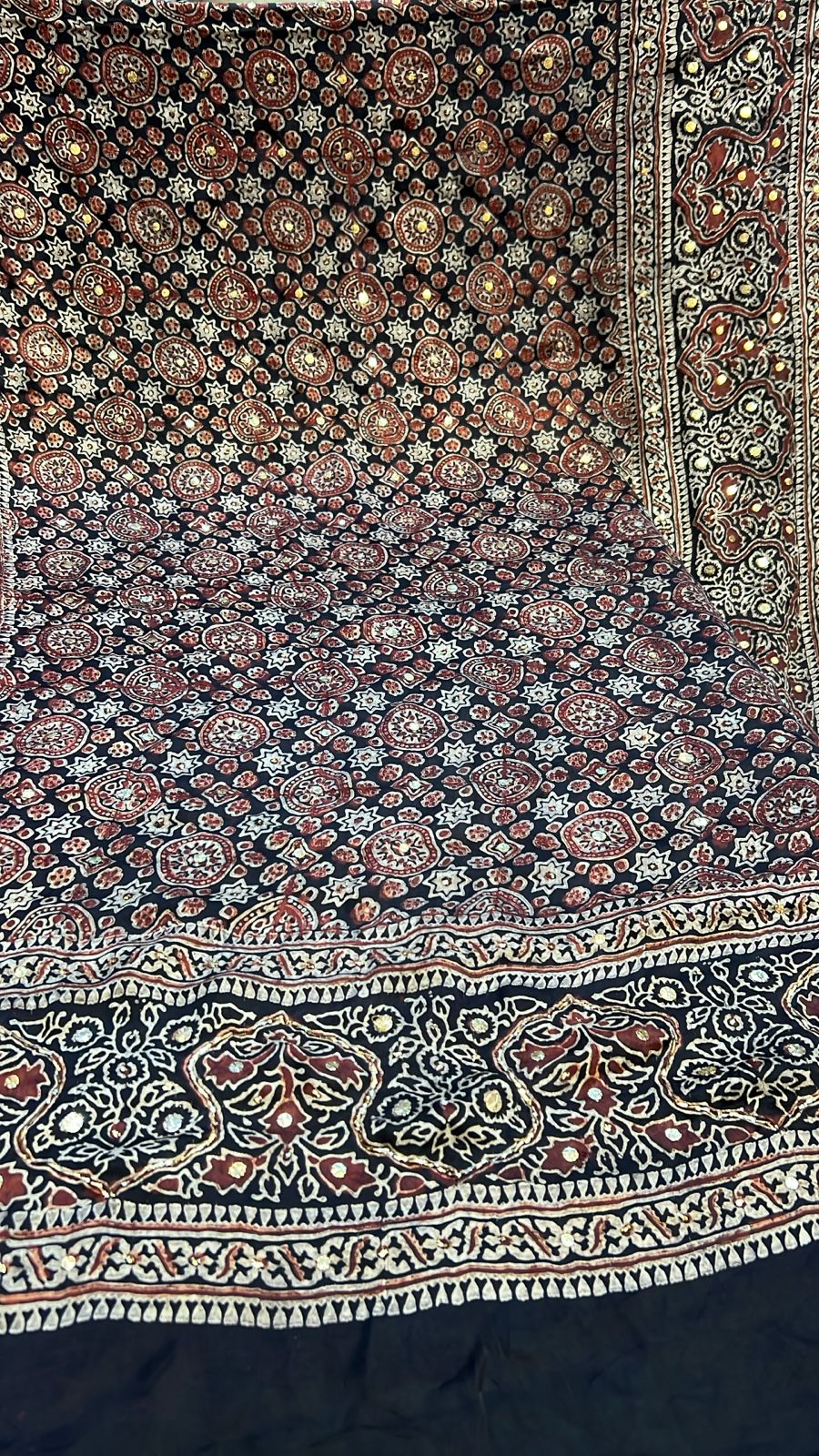 Organic Natural Dying Block Print Dopatay With Mukash Korean Shamooz Pay