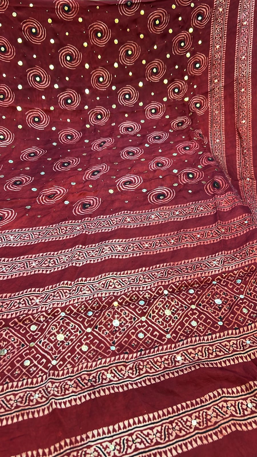 Organic Natural Dying Block Print Dopatay With Mukash Korean Shamooz Pay