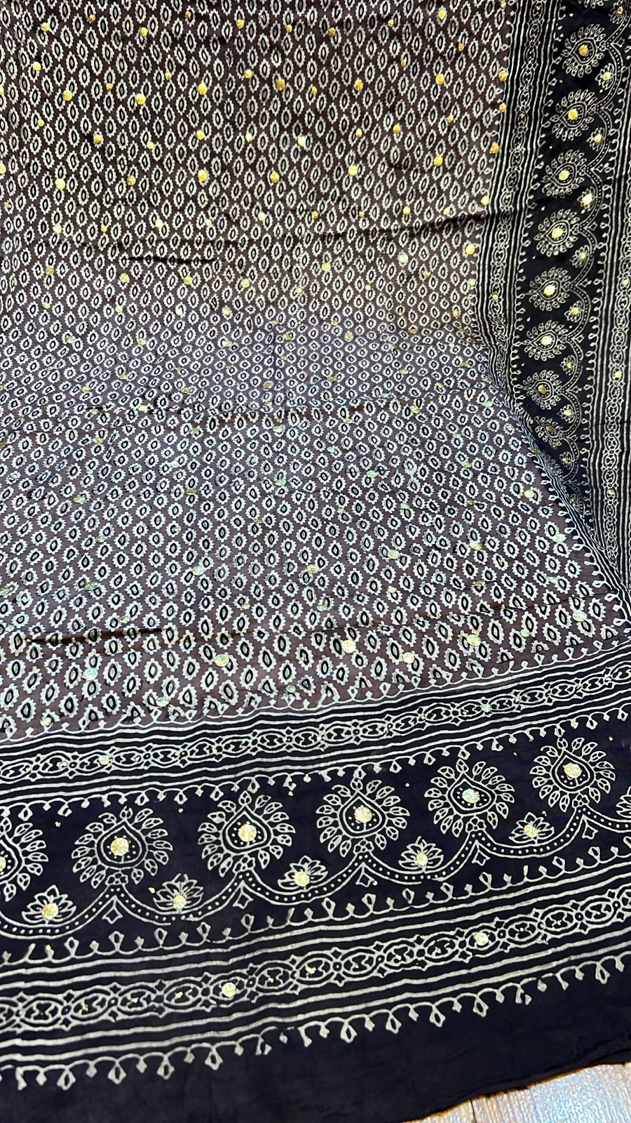 Organic Natural Dying Block Print Dopatay With Mukash Korean Shamooz Pay