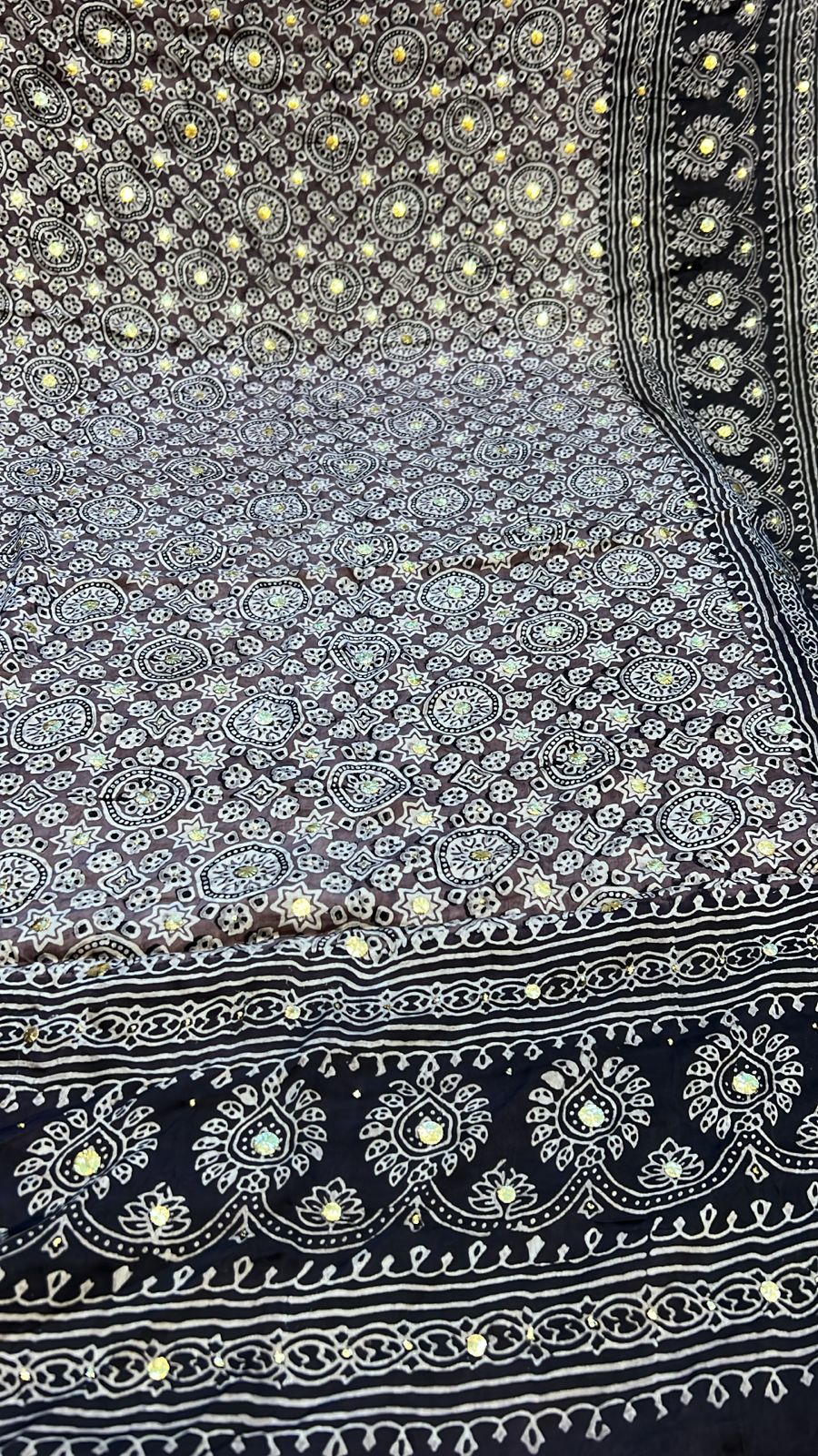 Organic Natural Dying Block Print Dopatay With Mukash Korean Shamooz Pay