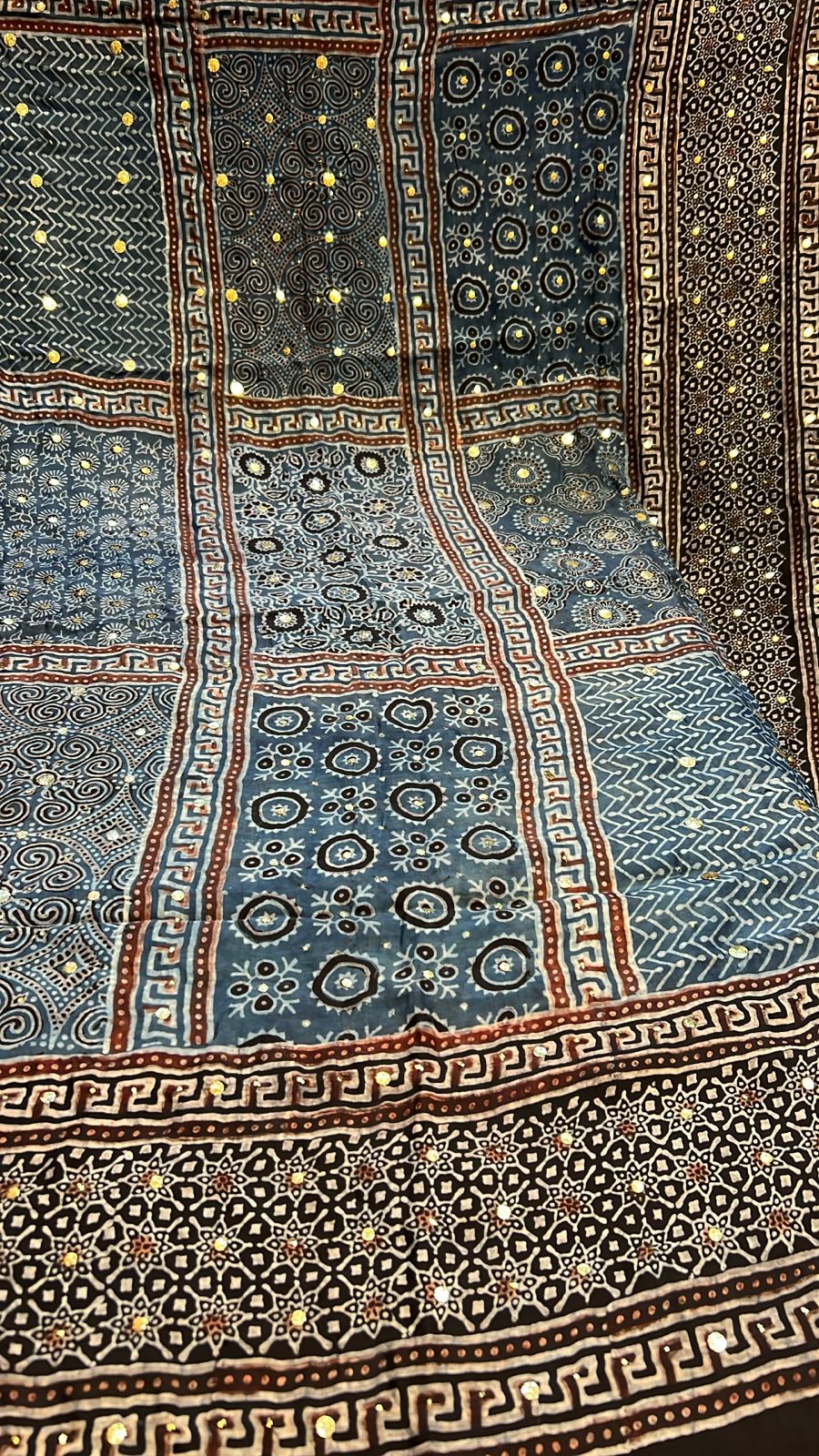 Organic Natural Dying Block Print Dopatay With Mukash Korean Shamooz Pay