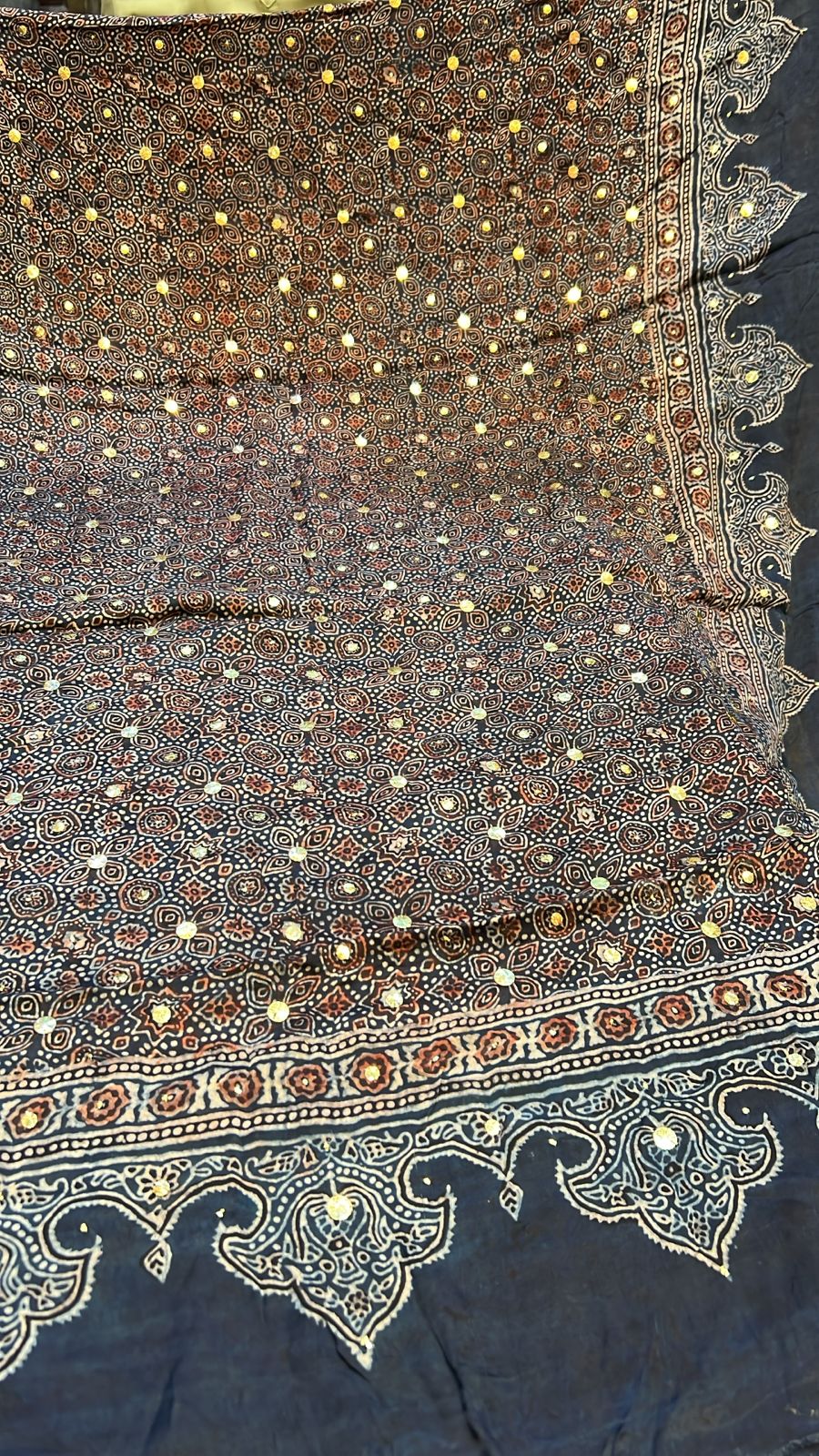 Organic Natural Dying Block Print Dopatay With Mukash Korean Shamooz Pay