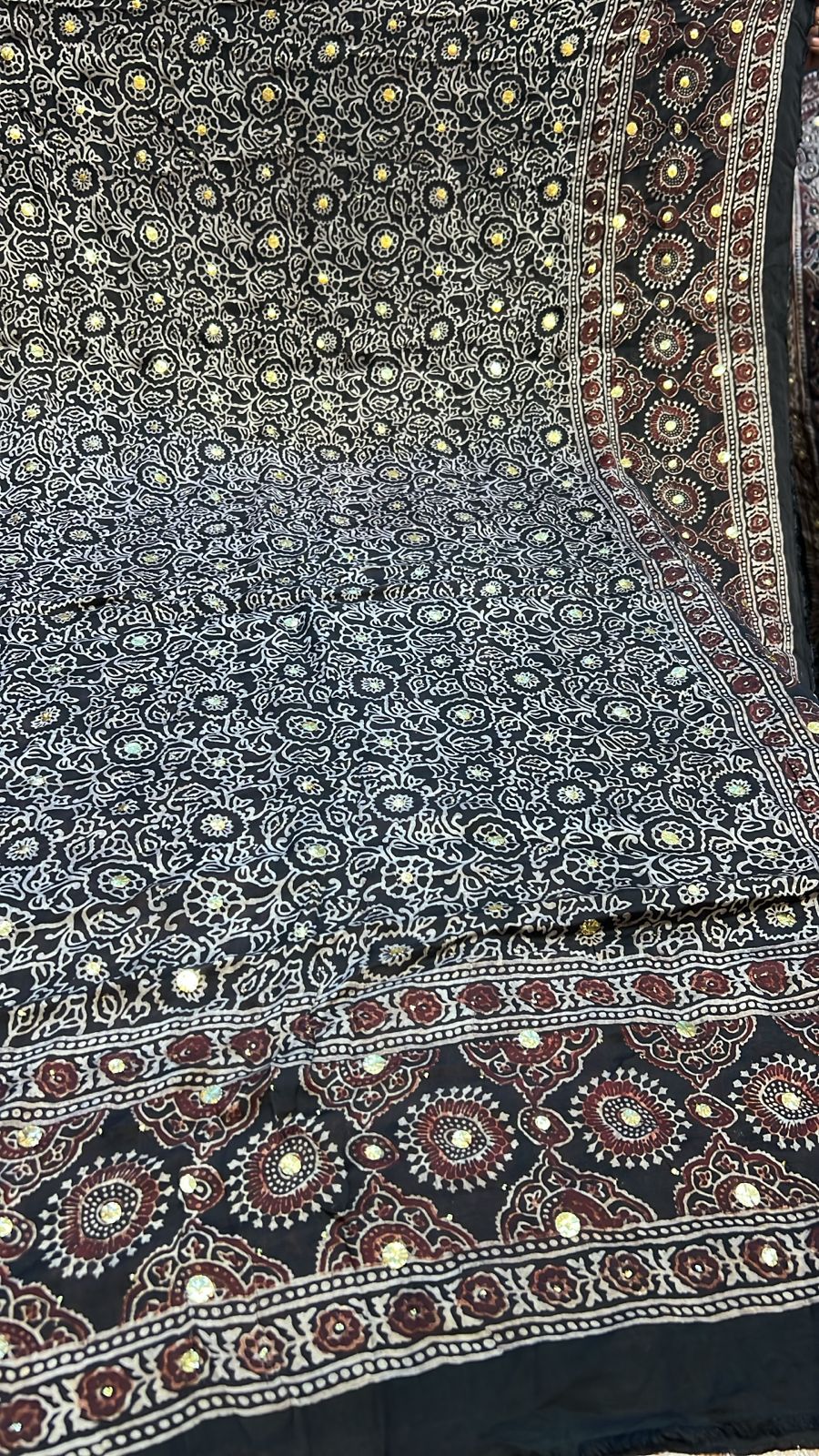 Organic Natural Dying Block Print Dopatay With Mukash Korean Shamooz Pay