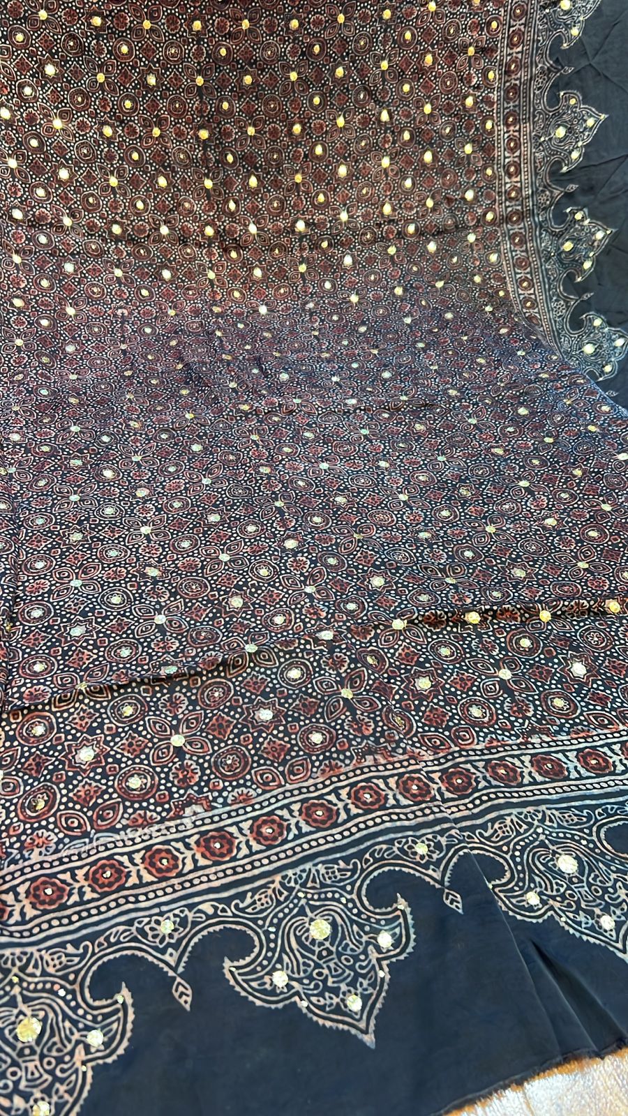 Organic Natural Dying Block Print Dopatay With Mukash Korean Shamooz Pay