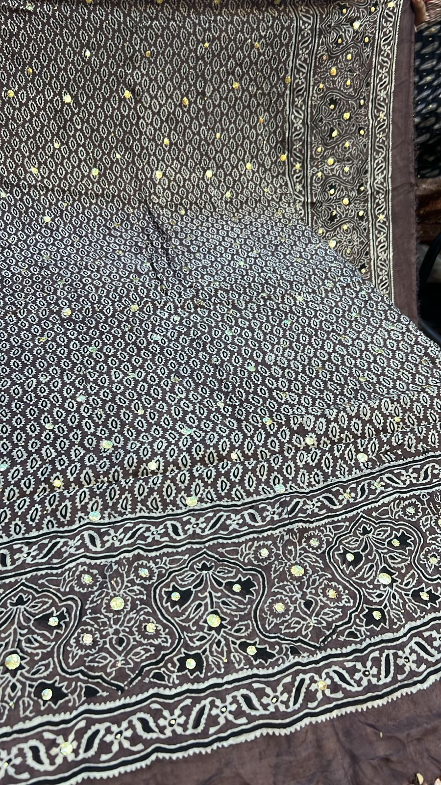 Organic Natural Dying Block Print Dopatay With Mukash Korean Shamooz Pay