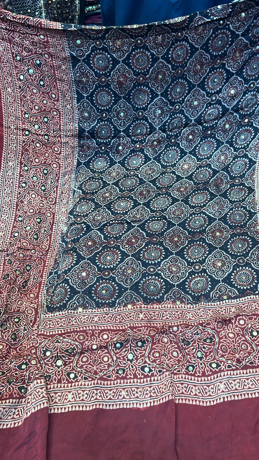 Organic Natural Dying Block Print Dopatay With Mukash Korean Shamooz Pay