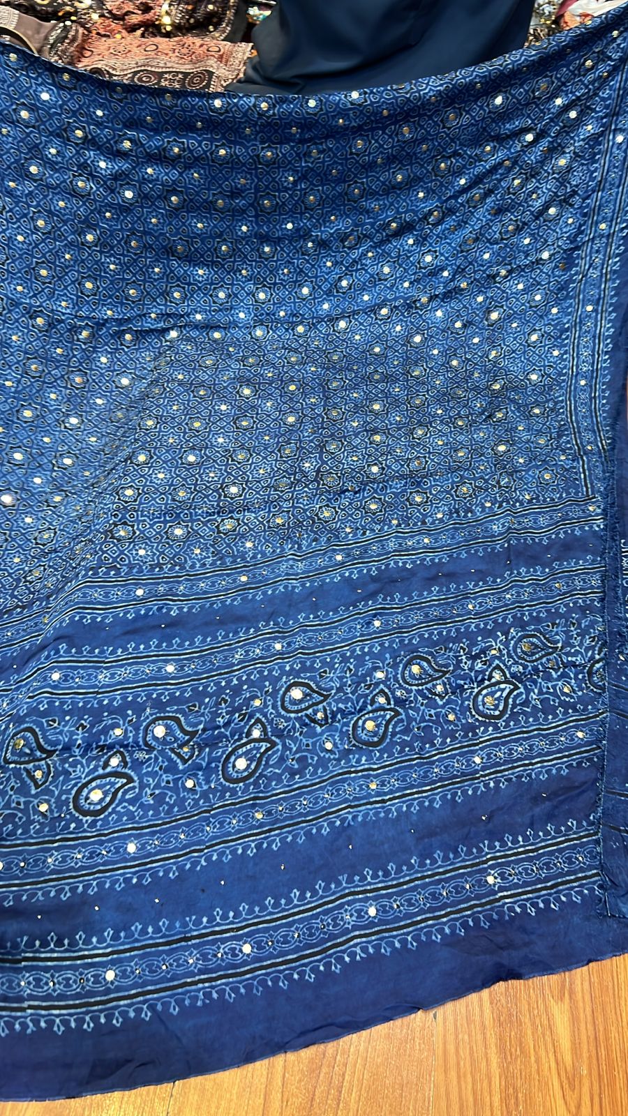 Organic Natural Dying Block Print Dopatay With Mukash Korean Shamooz Pay