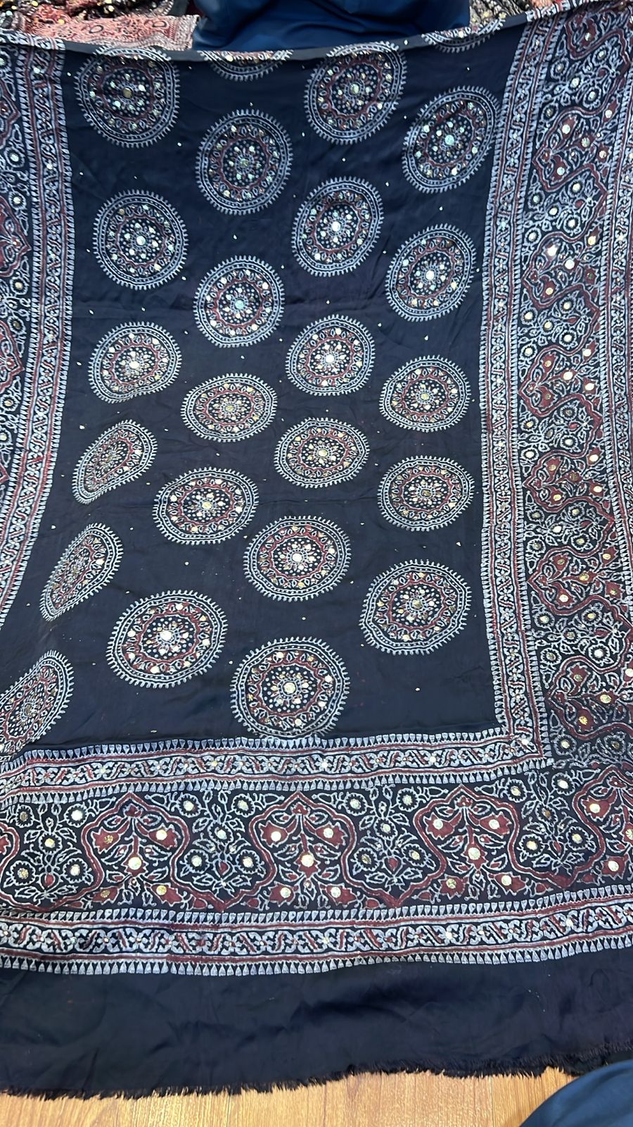 Organic Natural Dying Block Print Dopatay With Mukash Korean Shamooz Pay