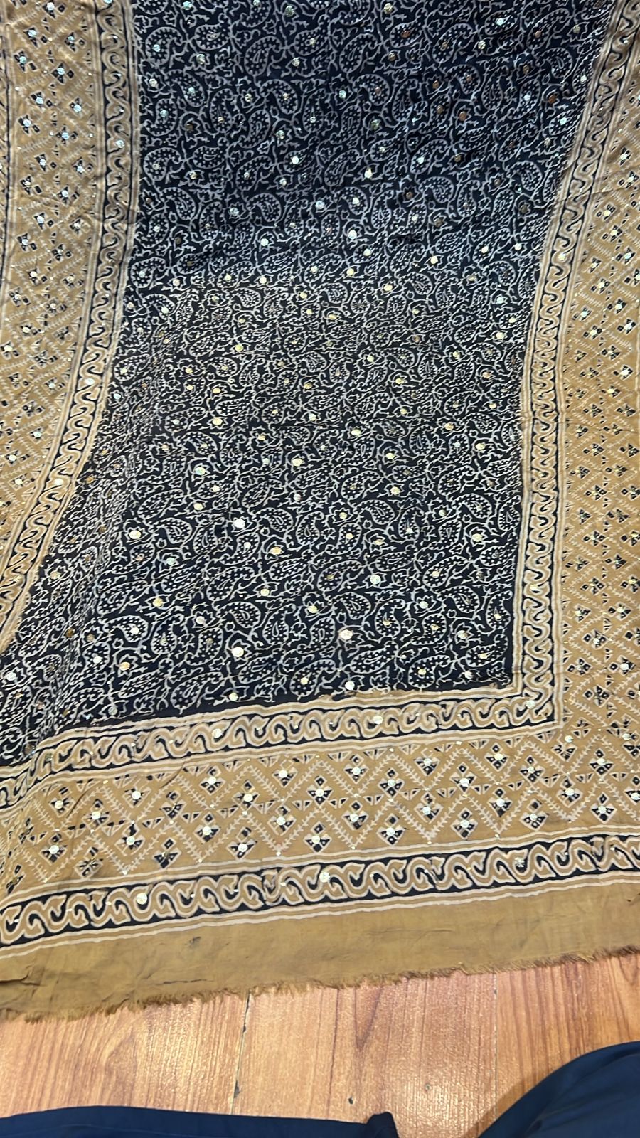 Organic Natural Dying Block Print Dopatay With Mukash Korean Shamooz Pay