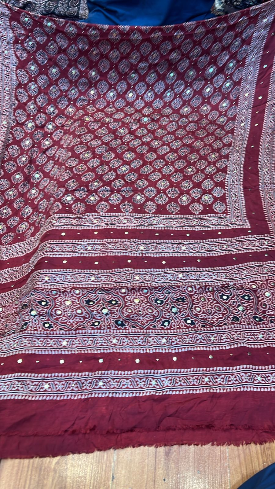 Organic Natural Dying Block Print Dopatay With Mukash Korean Shamooz Pay