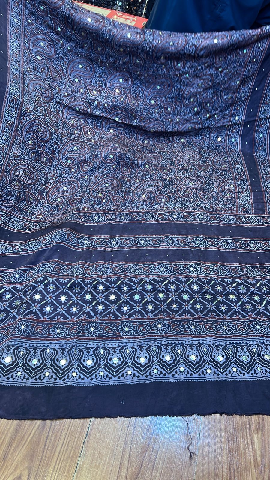 Organic Natural Dying Block Print Dopatay With Mukash Korean Shamooz Pay