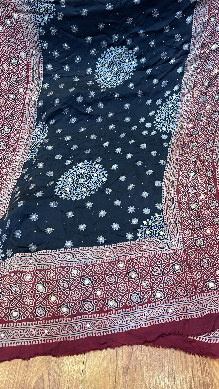 Organic Natural Dying Block Print Dopatay With Mukash Korean Shamooz Pay