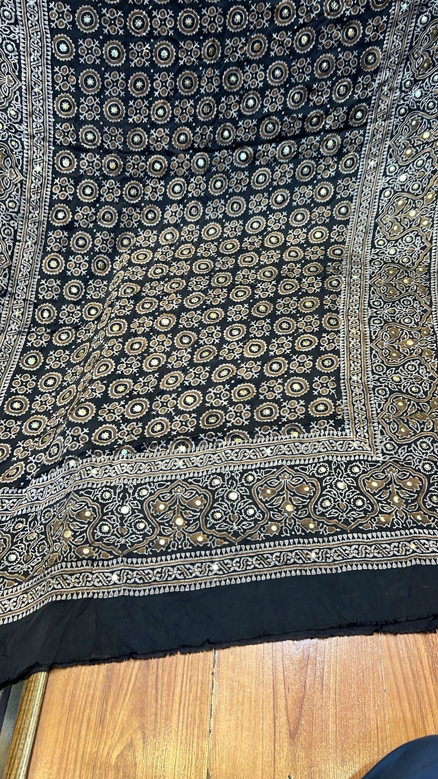 Organic Natural Dying Block Print Dopatay With Mukash Korean Shamooz Pay