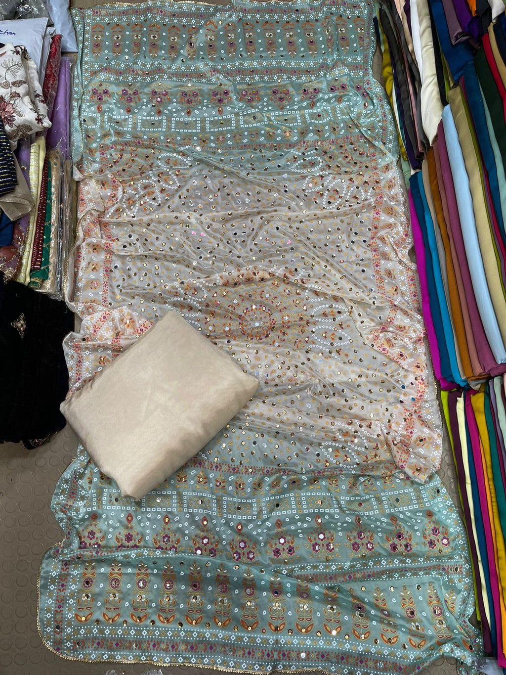 Chundri Two Tone Duptta Fabric Silk With Plain Silk Suit 3 Pcs