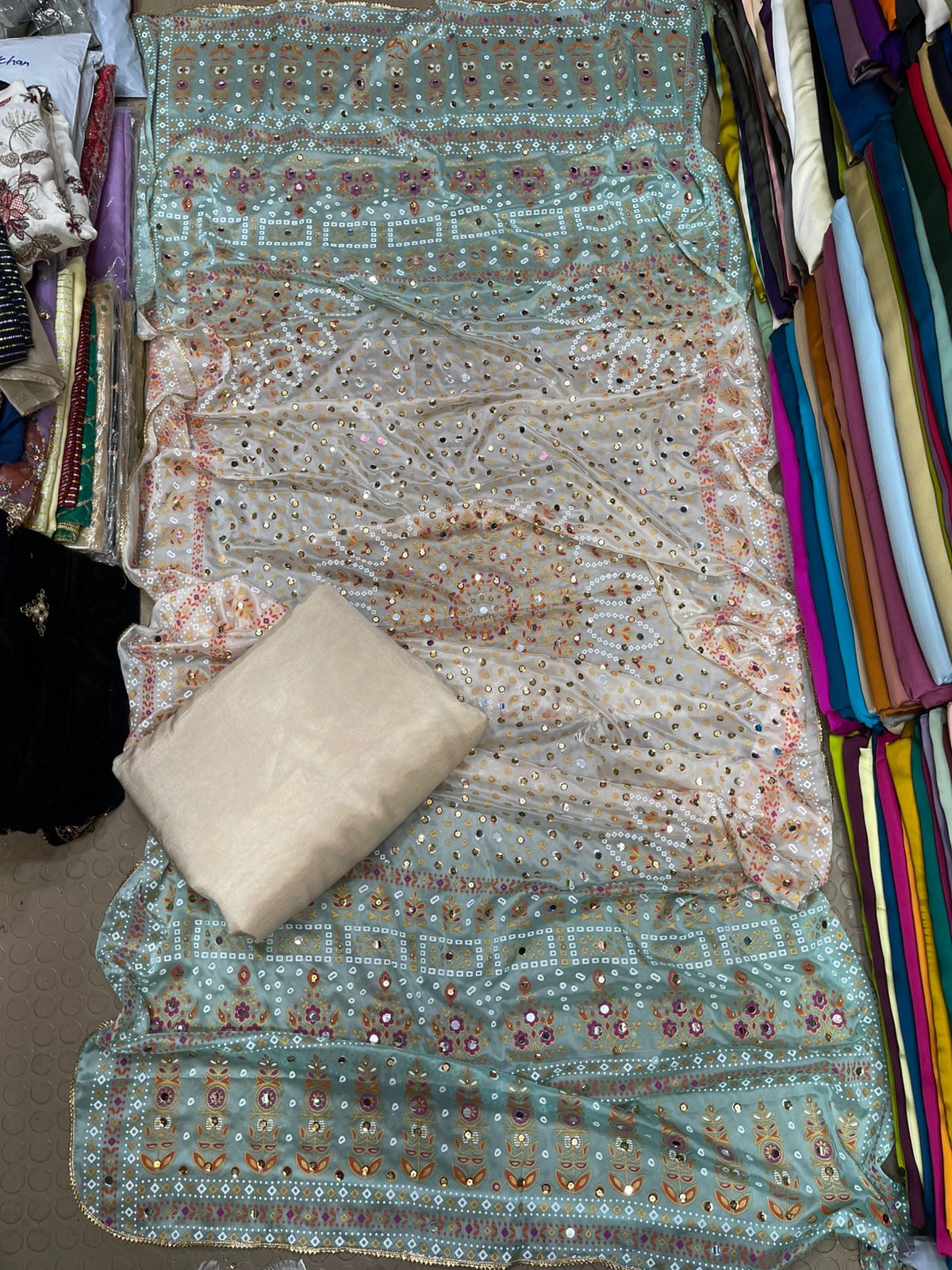 Chundri Two Tone Duptta Fabric Silk With Plain Silk Suit 3 Pcs