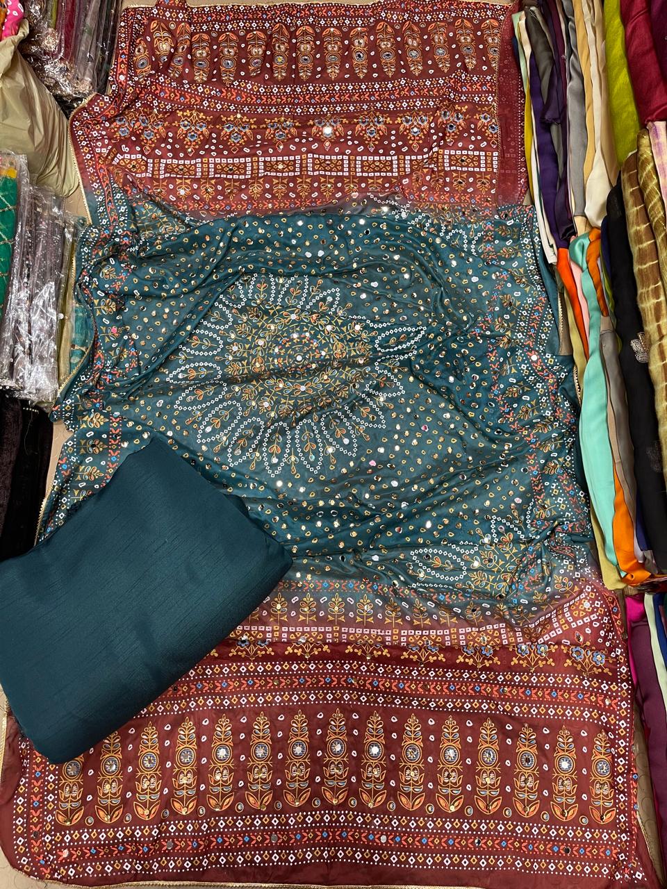 Chundri Two Tone Duptta Fabric Silk With Plain Silk Suit 3 Pcs