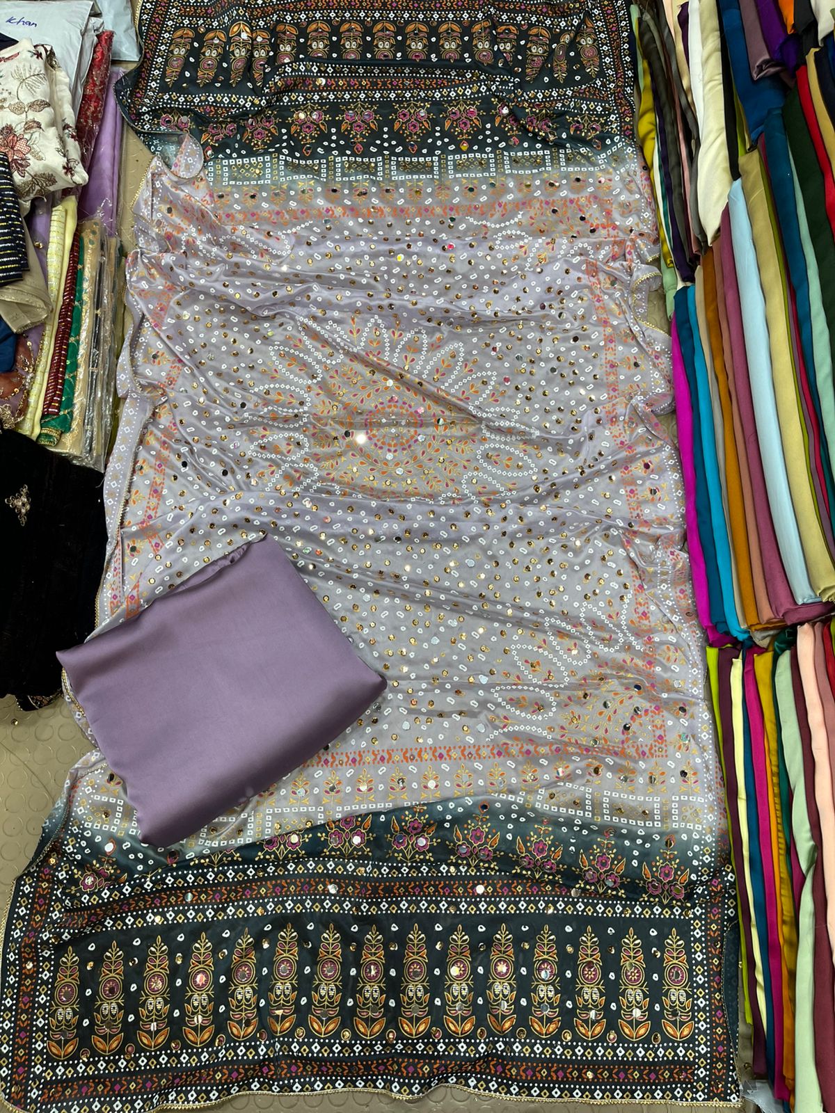 Chundri Two Tone Duptta Fabric Silk With Plain Silk Suit 3 Pcs