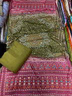 Chundri Two Tone Duptta Fabric Silk With Plain Silk Suit 3 Pcs