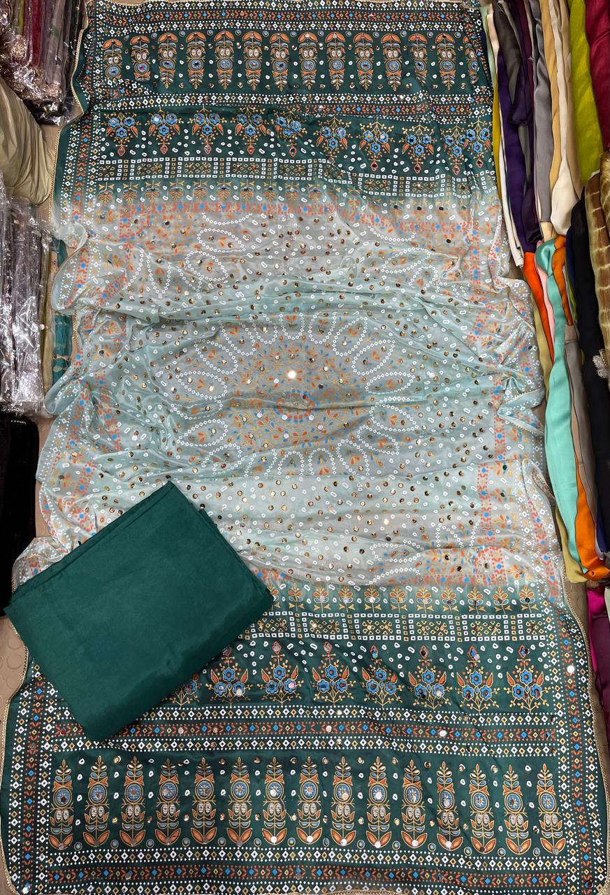 Chundri Two Tone Duptta Fabric Silk With Plain Silk Suit 3 Pcs