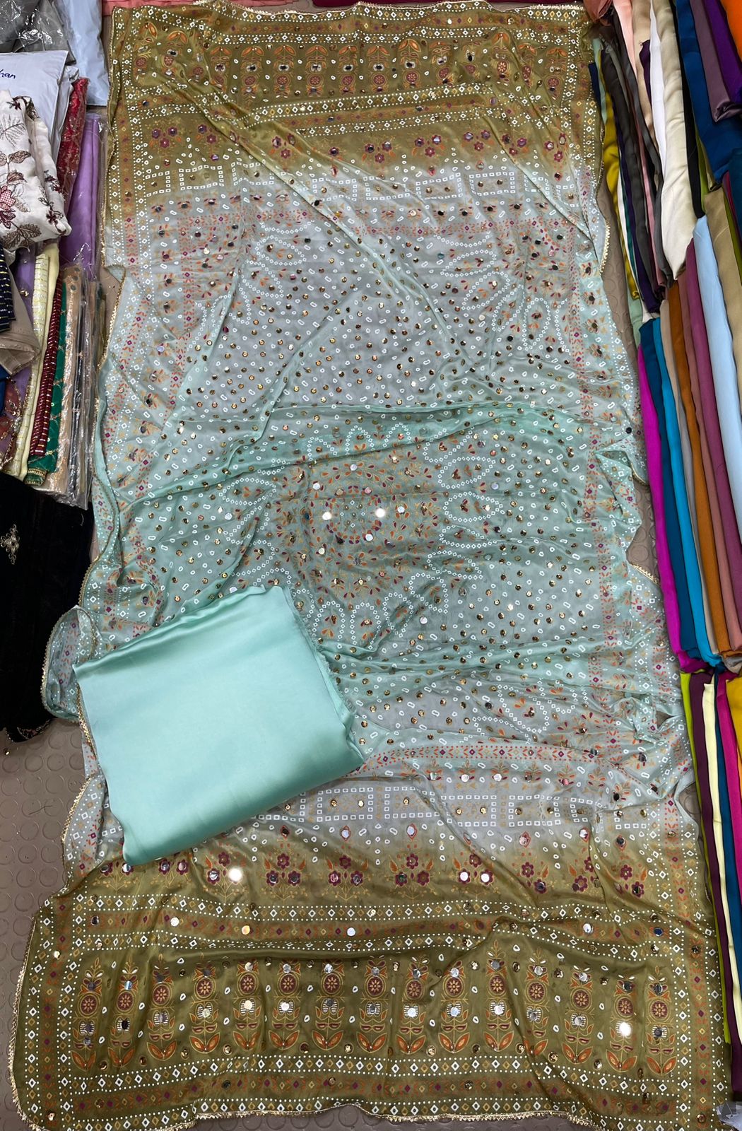 Chundri Two Tone Duptta Fabric Silk With Plain Silk Suit 3 Pcs