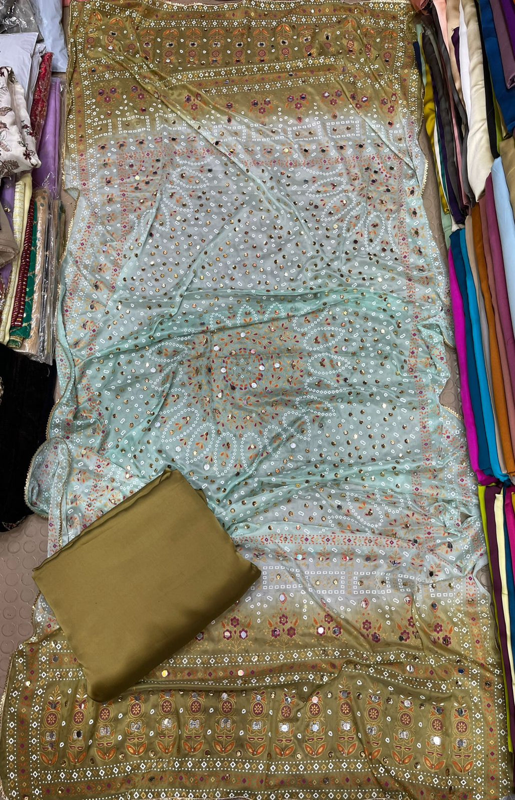 Chundri Two Tone Duptta Fabric Silk With Plain Silk Suit 3 Pcs