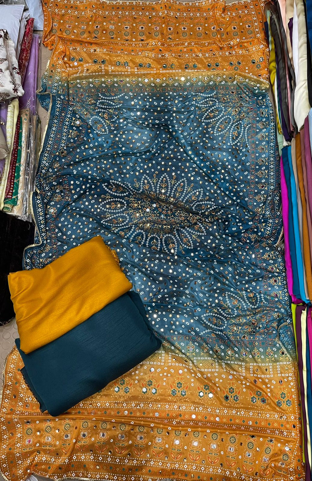 Chundri Two Tone Duptta Fabric Silk With Plain Silk Suit 3 Pcs