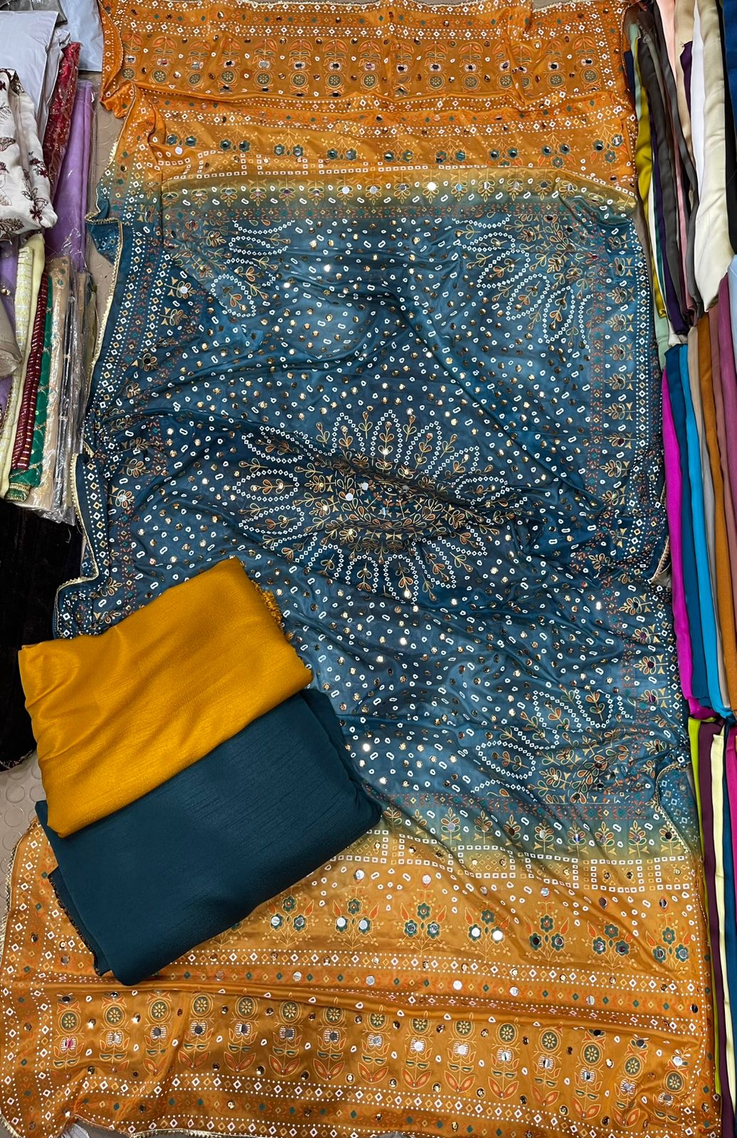 Chundri Two Tone Duptta Fabric Silk With Plain Silk Suit 3 Pcs