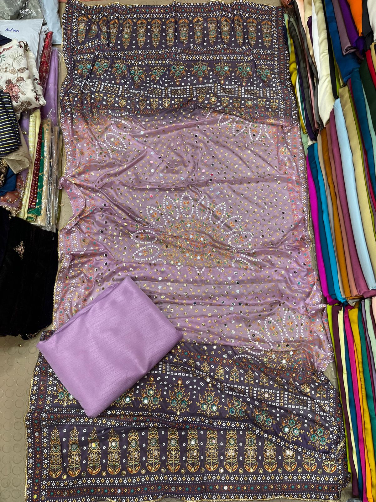 Chundri Two Tone Duptta Fabric Silk With Plain Silk Suit 3 Pcs