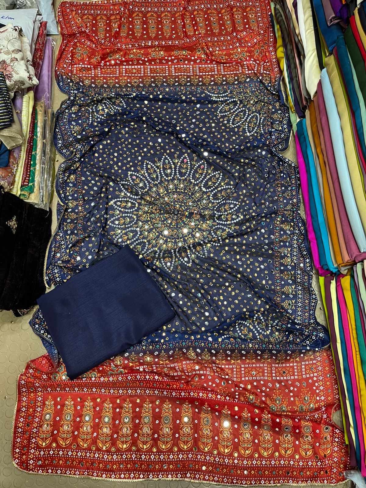 Chundri Two Tone Duptta Fabric Silk With Plain Silk Suit 3 Pcs