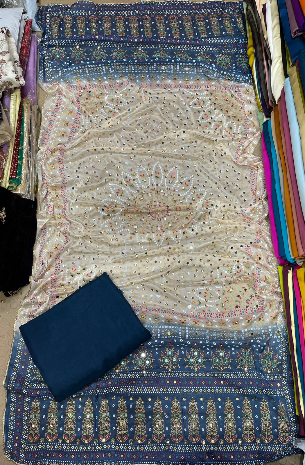 Chundri Two Tone Duptta Fabric Silk With Plain Silk Suit 3 Pcs