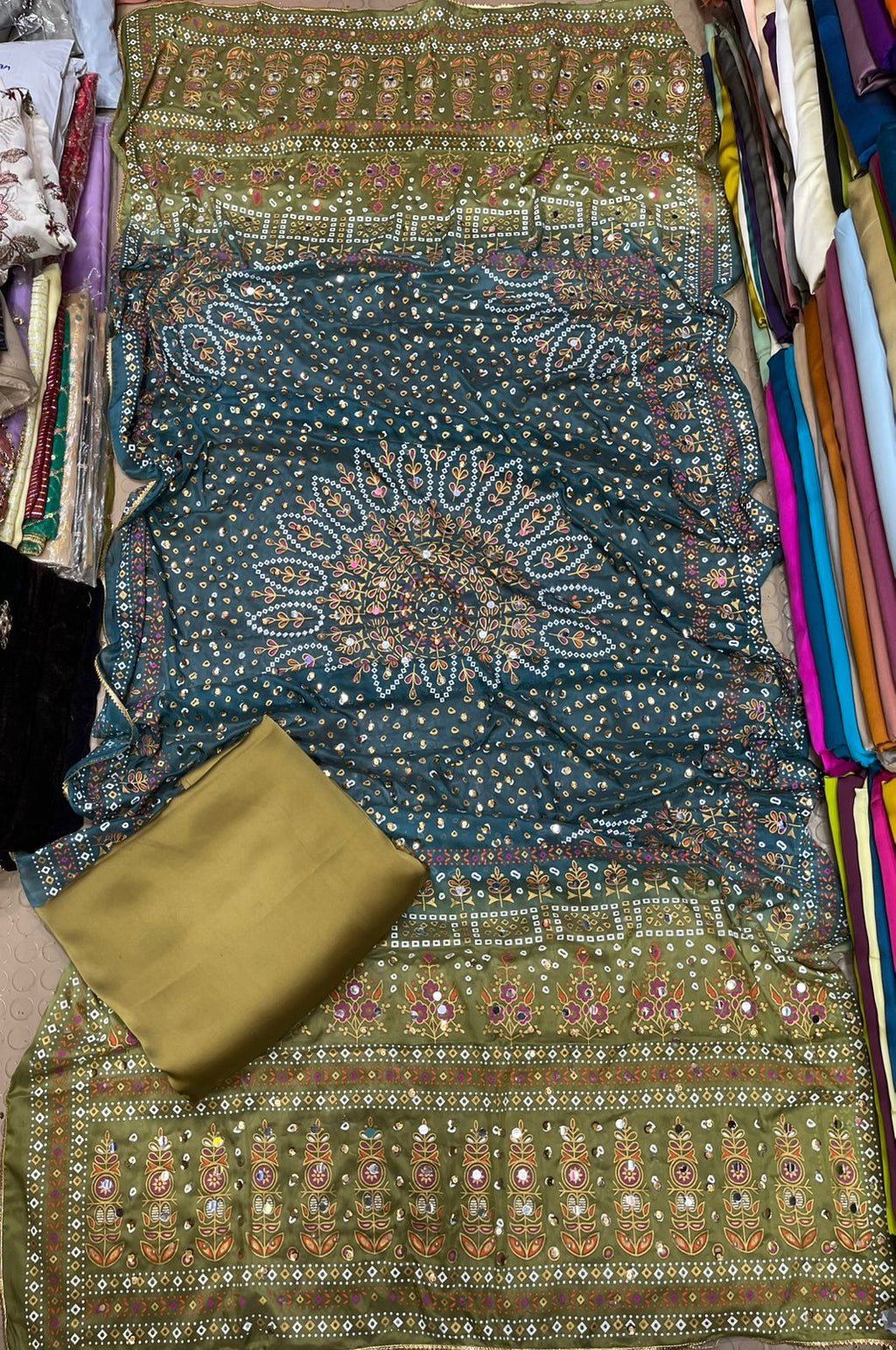 Chundri Two Tone Duptta Fabric Silk With Plain Silk Suit 3 Pcs