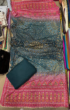 Chundri Two Tone Duptta Fabric Silk With Plain Silk Suit 3 Pcs