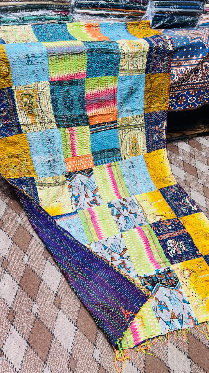 Indian Kantha Duppata  Reversible Both Side