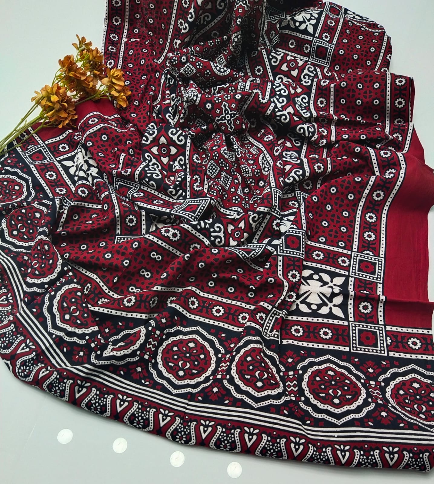 Hand Made Beautiful Ajrak Print Shawls