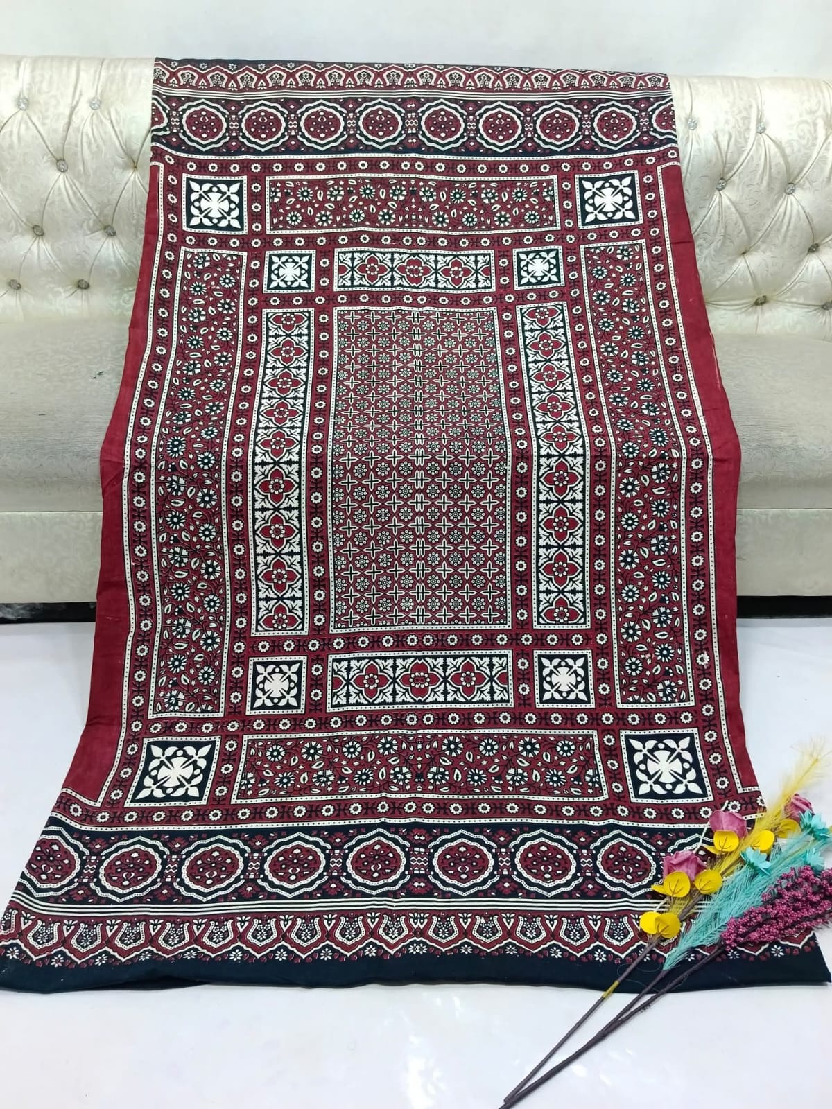Hand Made Beautiful Ajrak Print Shawls