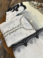New Pure Chiffon Handwork Neckline Shirt with Embroidered Dupatta 3 Pcs
