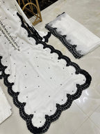 New Pure Chiffon Handwork Neckline Shirt with Embroidered Dupatta 3 Pcs