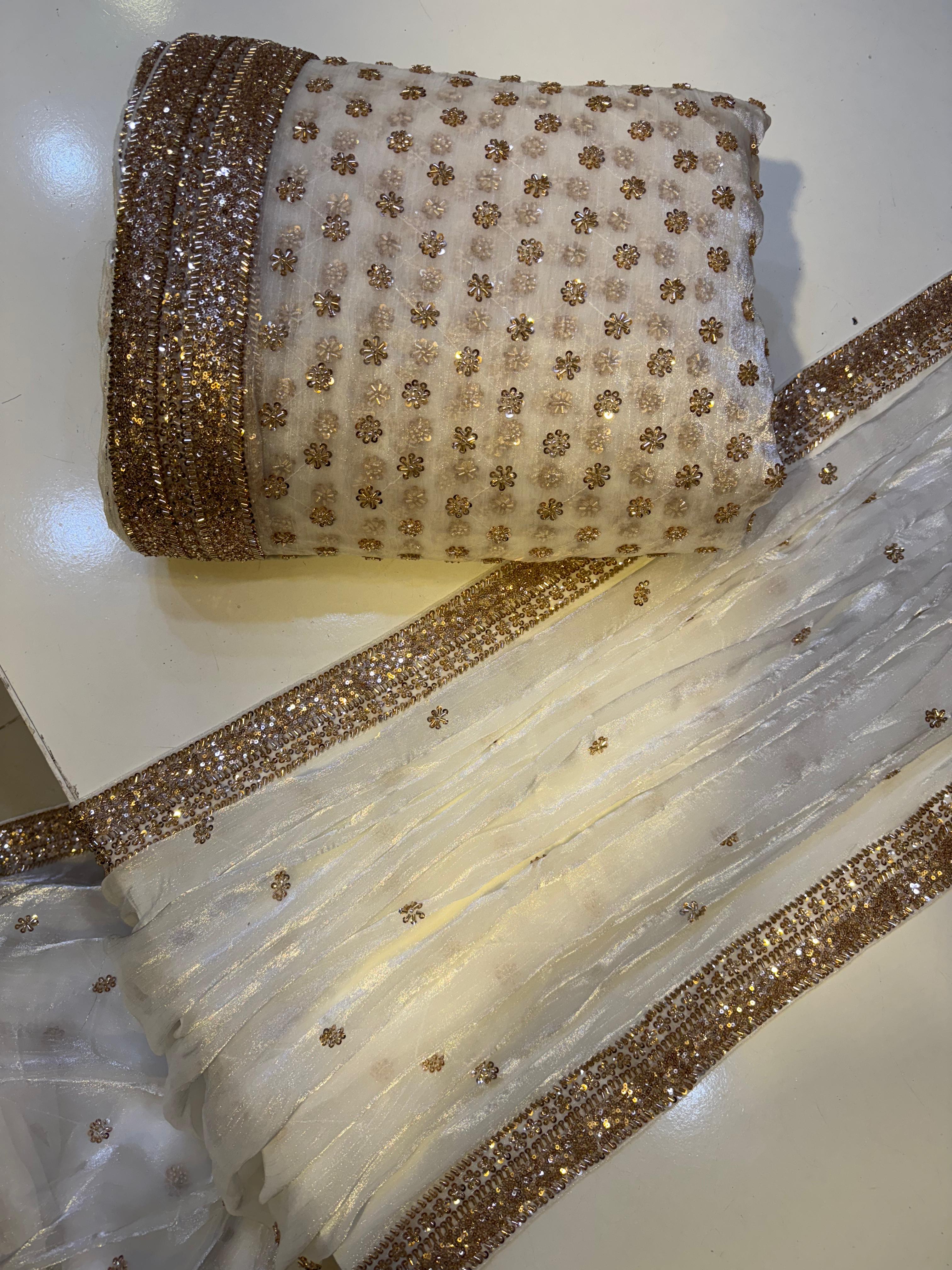 Cutdana Premium Design Luxury Crinkle Shesha Silk