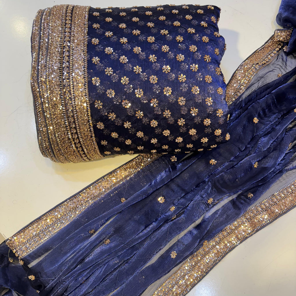 Cutdana Premium Design Luxury Crinkle Shesha Silk