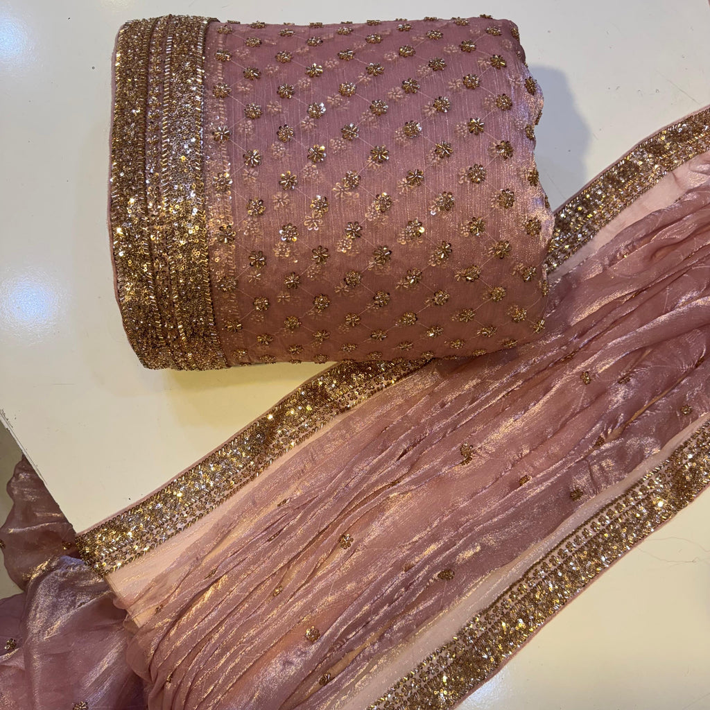 Cutdana Premium Design Luxury Crinkle Shesha Silk