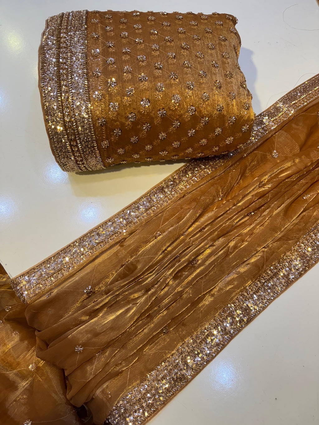 Cutdana Premium Design Luxury Crinkle Shesha Silk