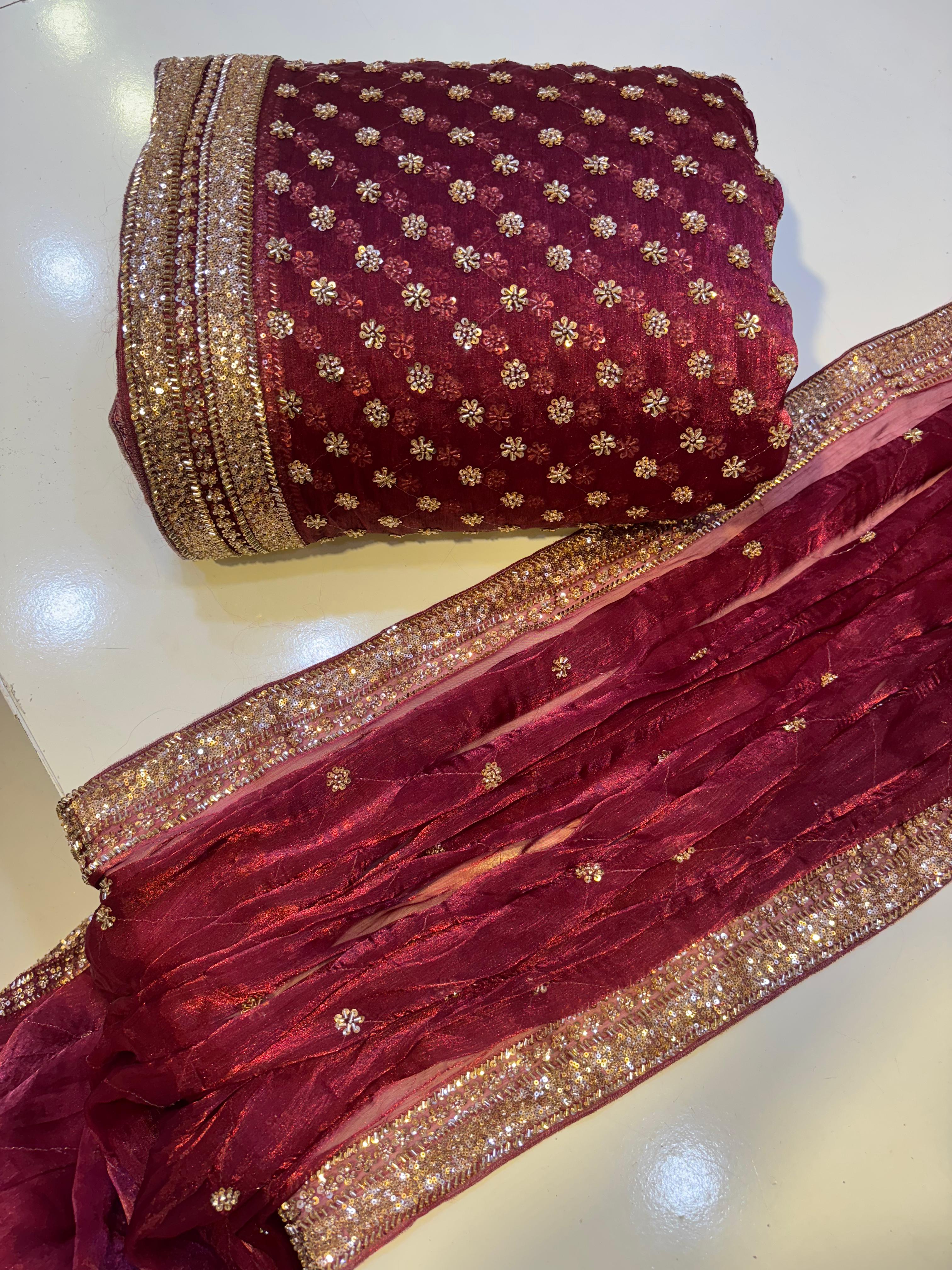 Cutdana Premium Design Luxury Crinkle Shesha Silk