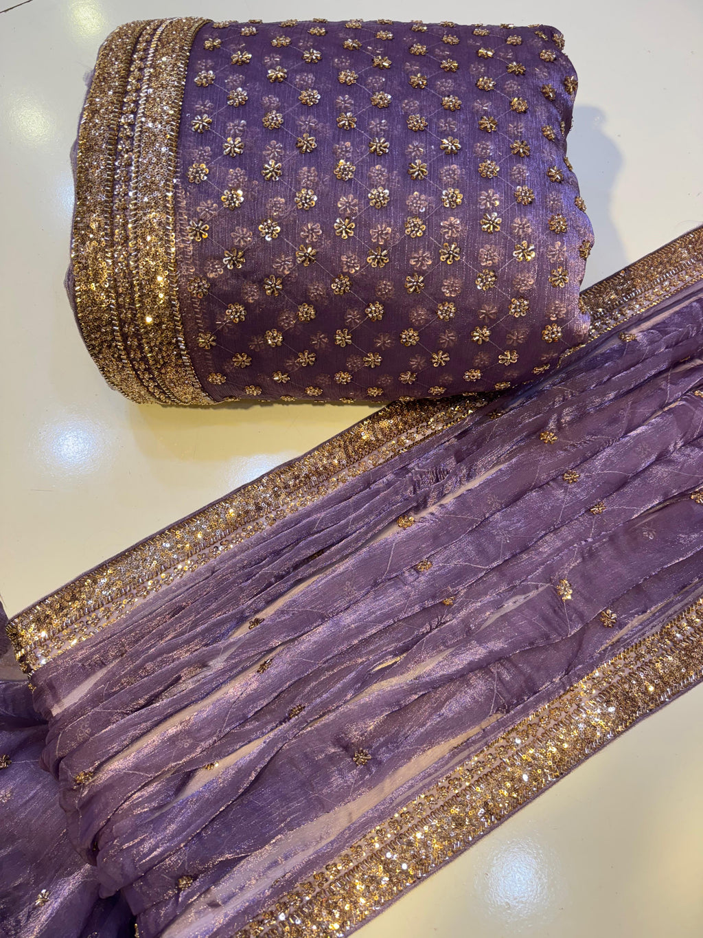 Cutdana Premium Design Luxury Crinkle Shesha Silk